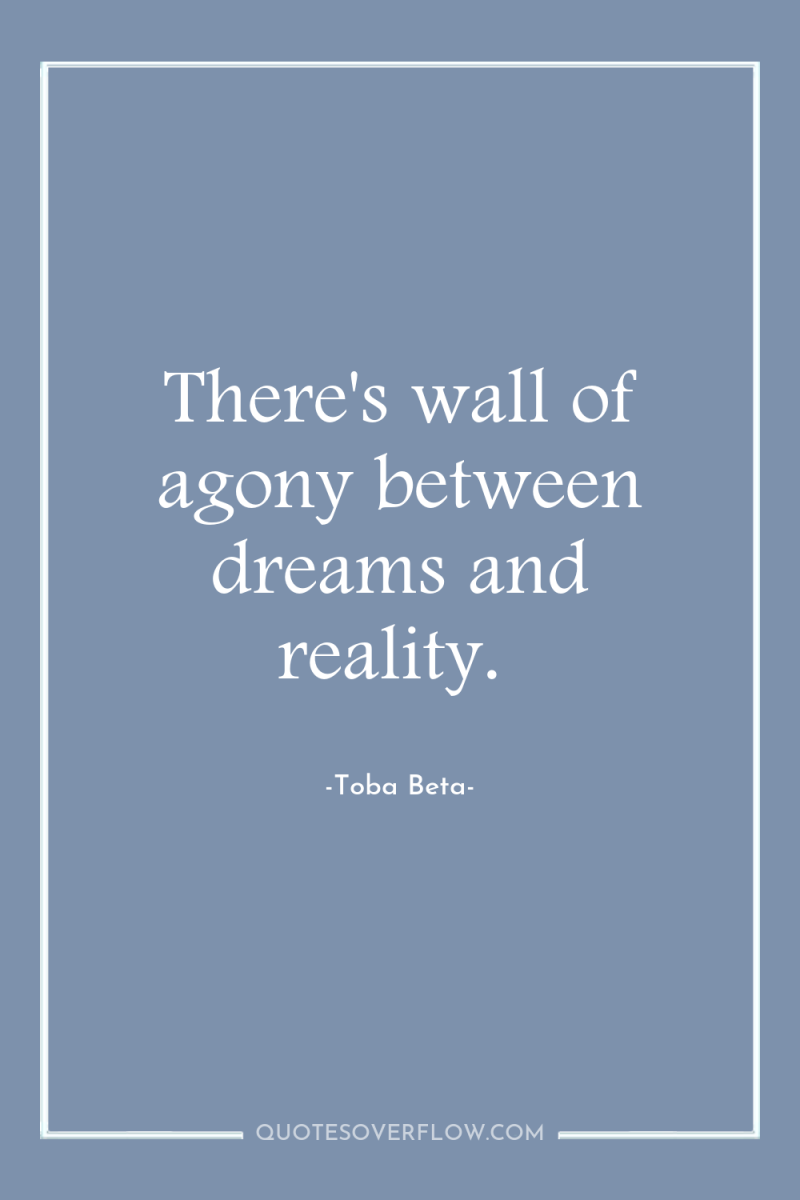 There's wall of agony between dreams and reality. 