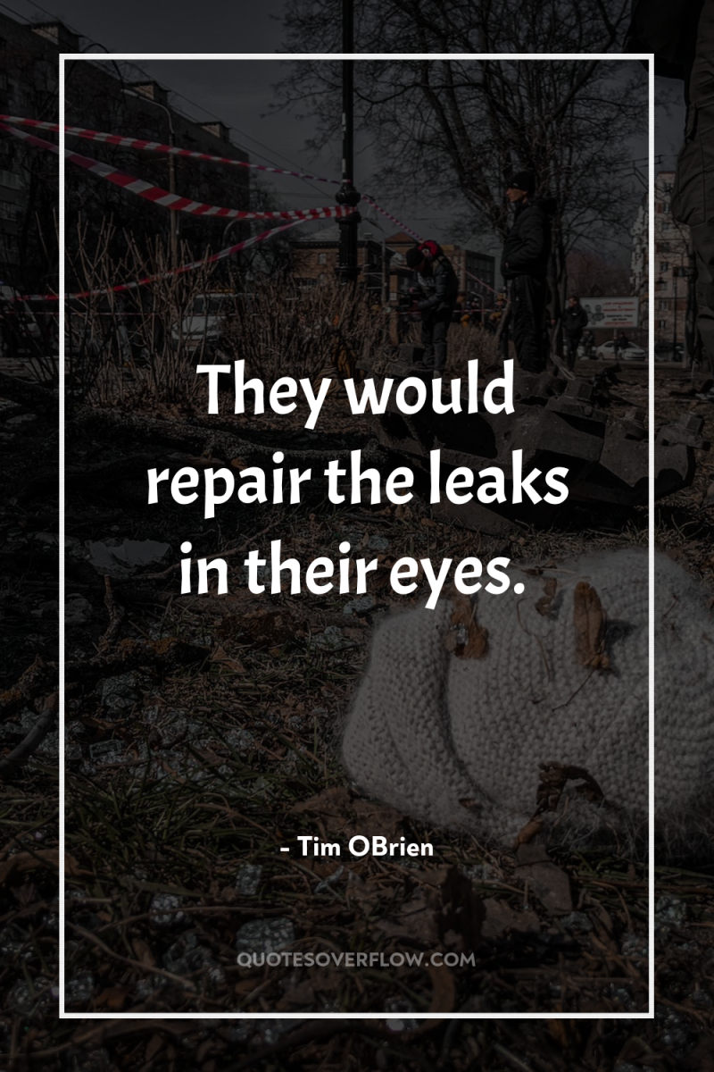 They would repair the leaks in their eyes. 
