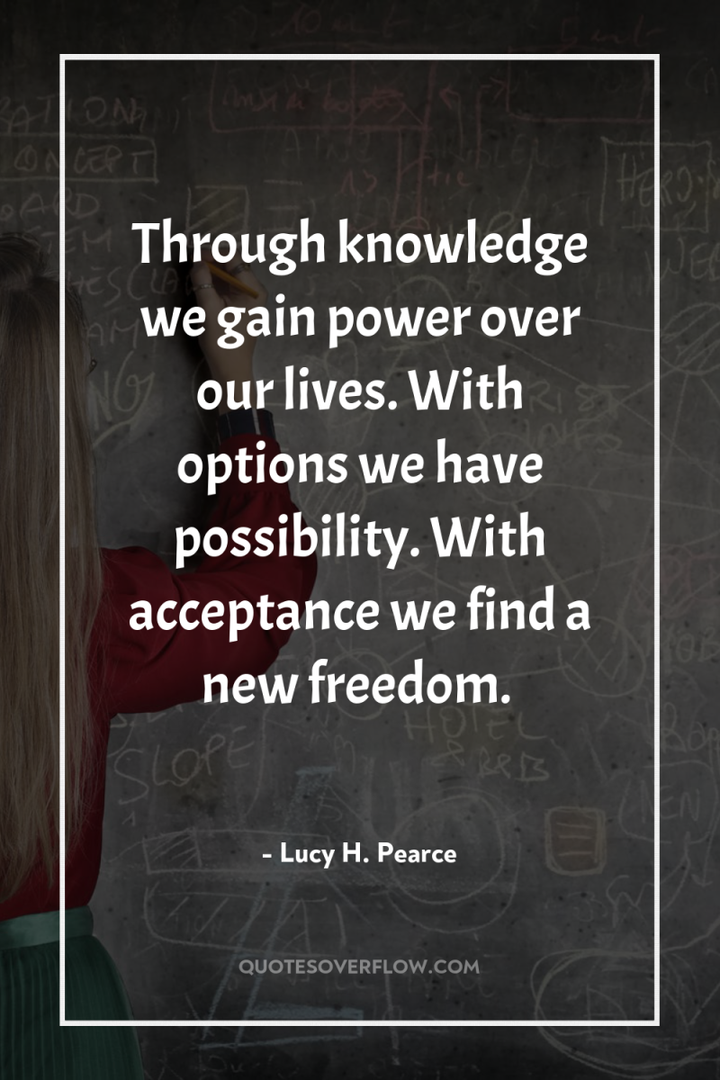 Through knowledge we gain power over our lives. With options...