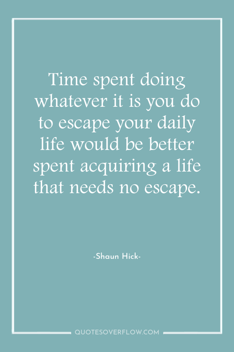 Time spent doing whatever it is you do to escape...