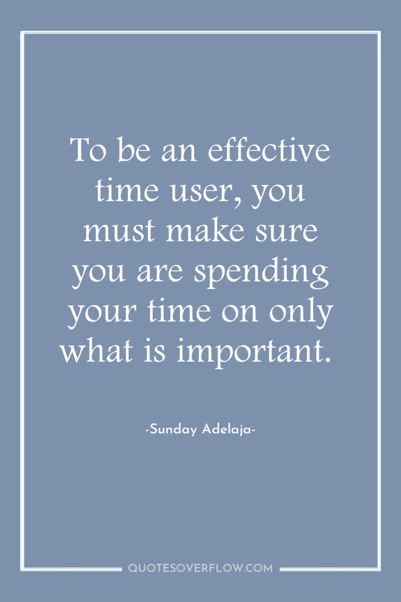 To be an effective time user, you must make sure...