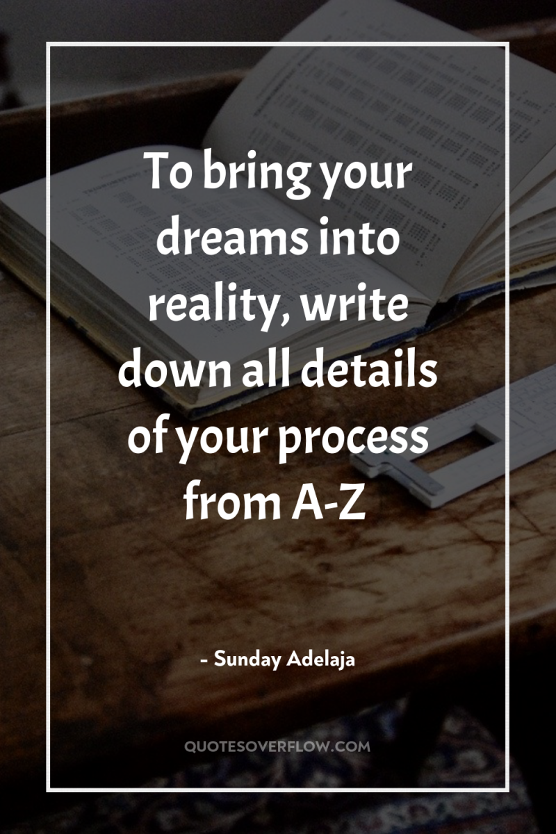 To bring your dreams into reality, write down all details...