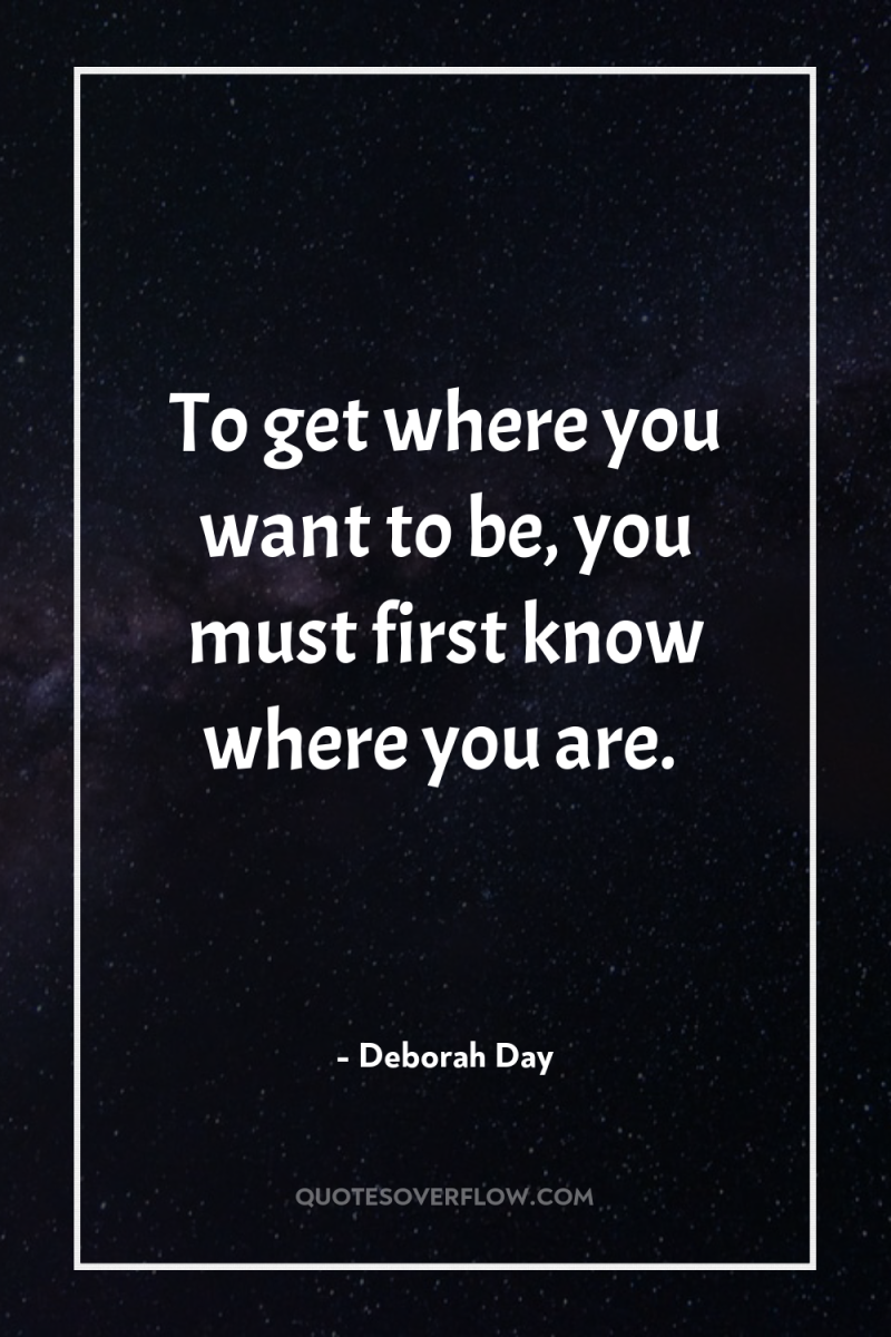 To get where you want to be, you must first...