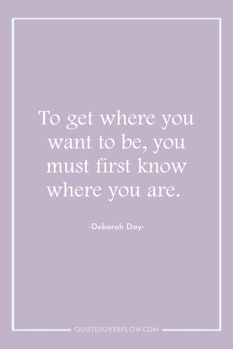 To get where you want to be, you must first...