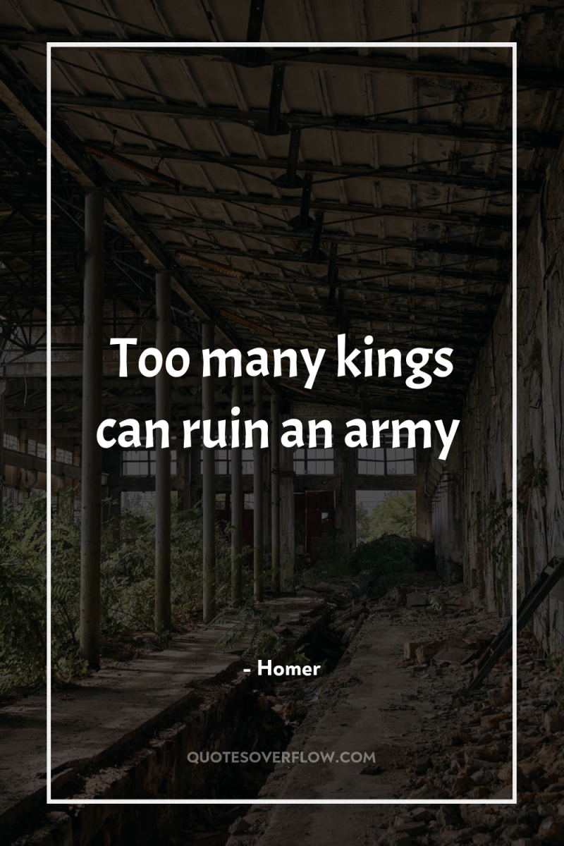 Too many kings can ruin an army 