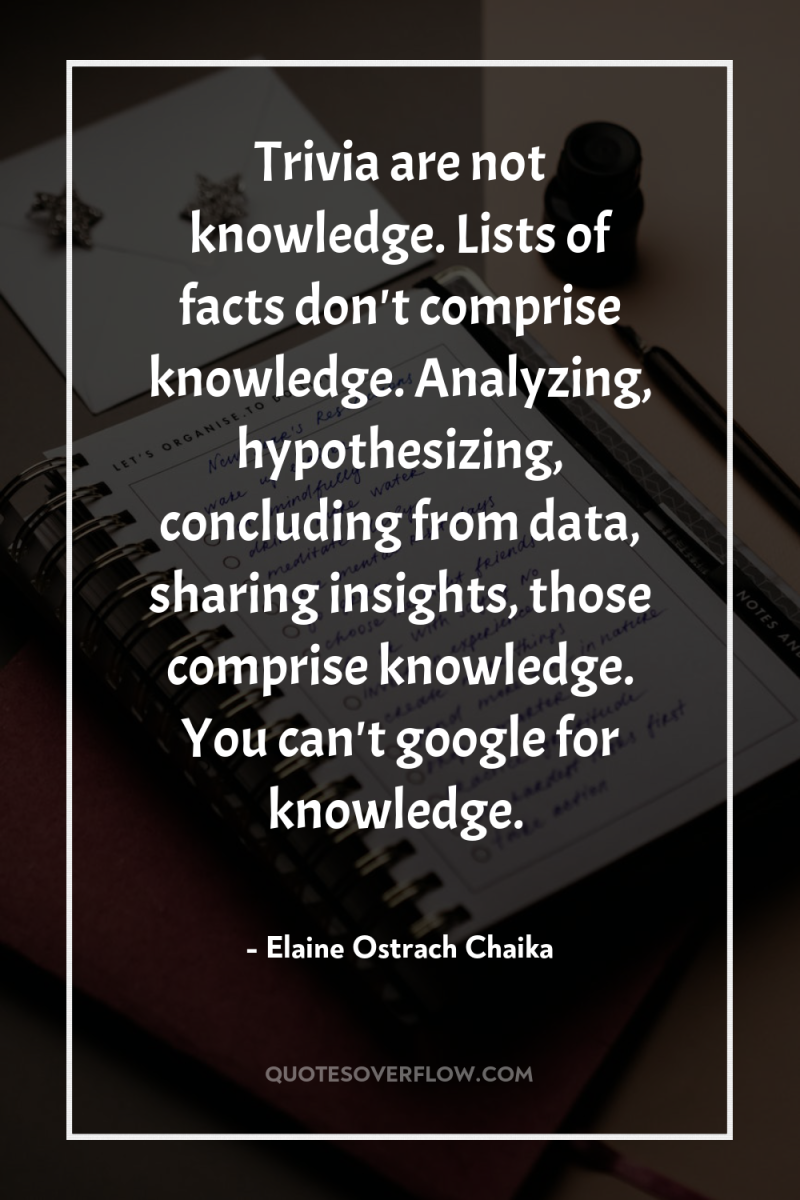 Trivia are not knowledge. Lists of facts don't comprise knowledge....