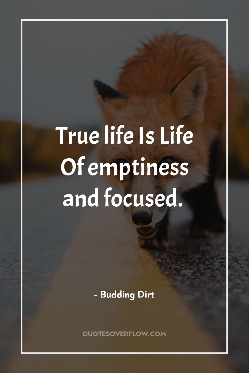 True life Is Life Of emptiness and focused. 