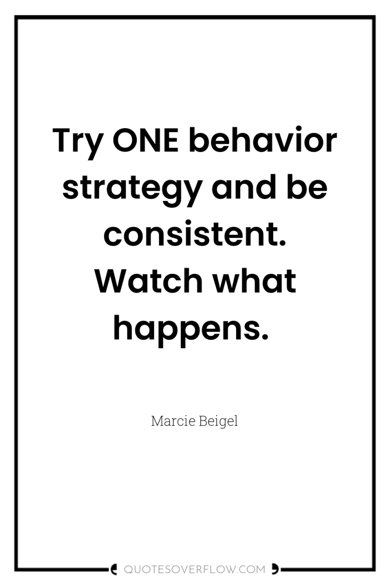 Try ONE behavior strategy and be consistent. Watch what happens. 