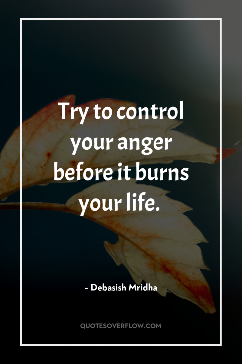 Try to control your anger before it burns your life. 