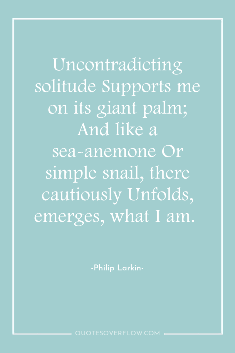 Uncontradicting solitude Supports me on its giant palm; And like...