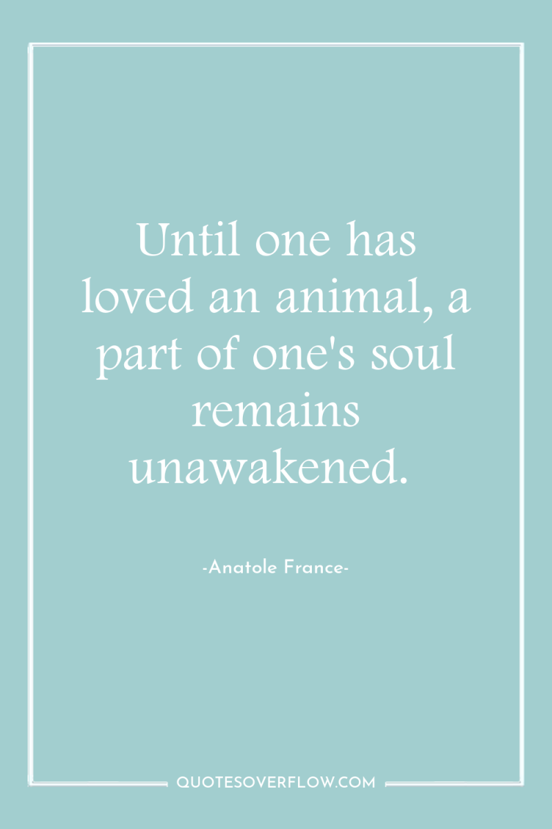Until one has loved an animal, a part of one's...