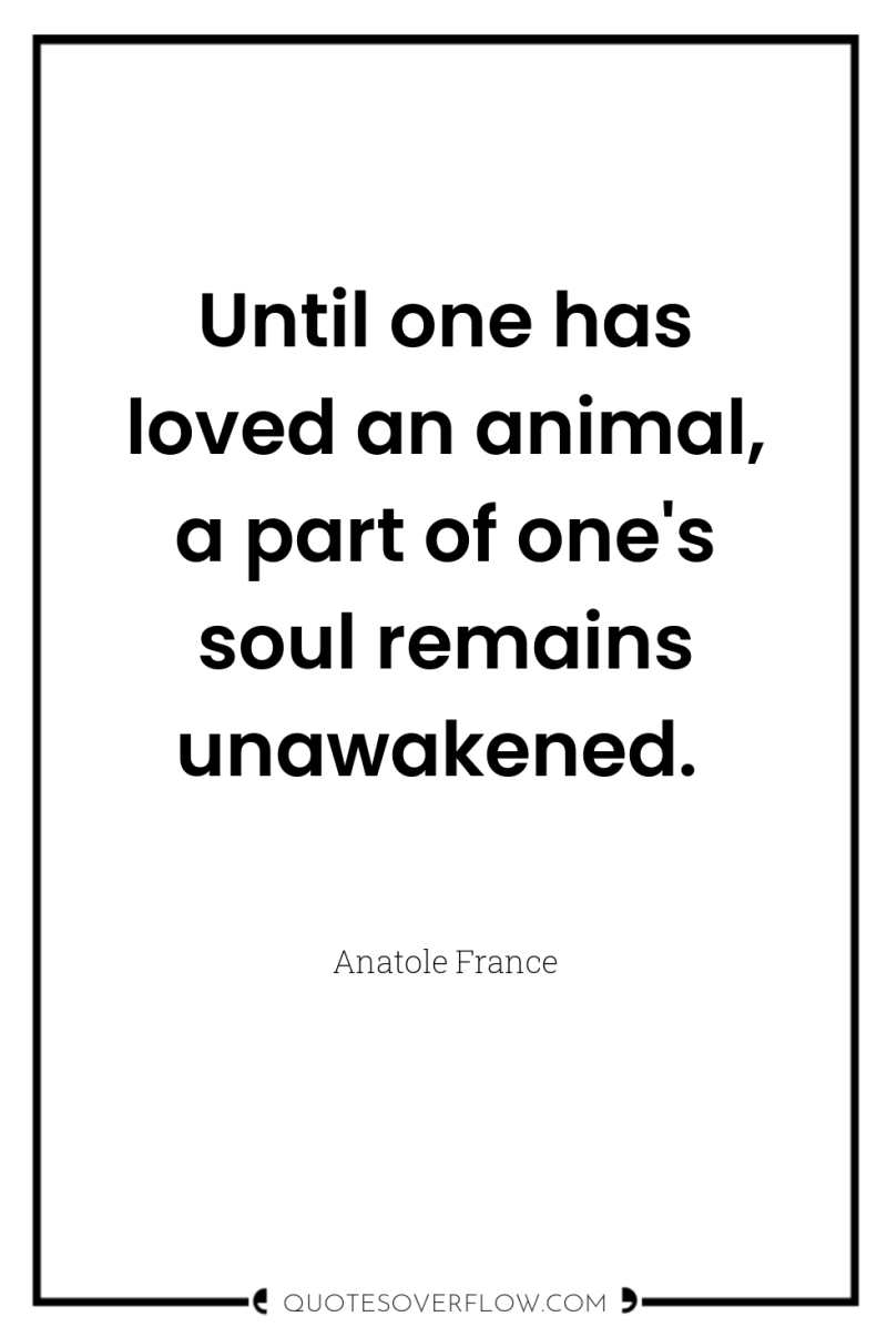Until one has loved an animal, a part of one's...