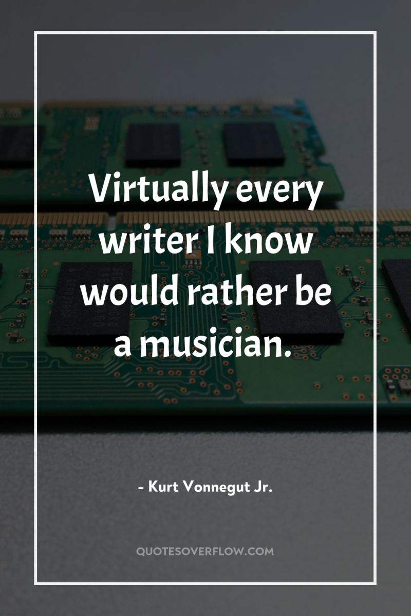 Virtually every writer I know would rather be a musician. 