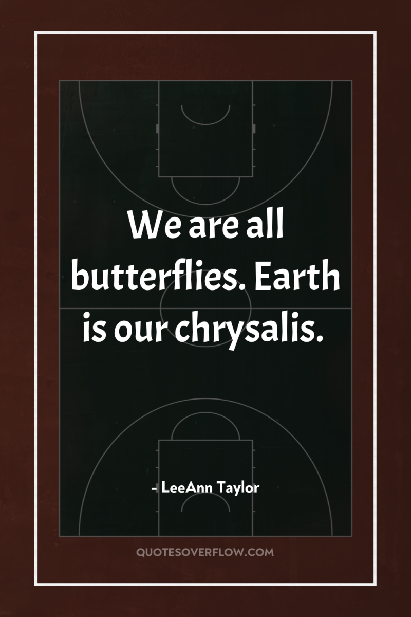 We are all butterflies. Earth is our chrysalis. 