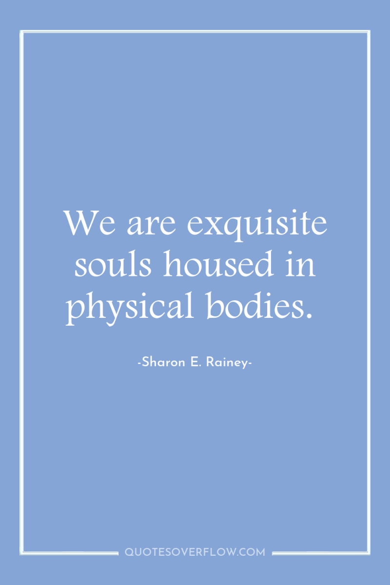 We are exquisite souls housed in physical bodies. 
