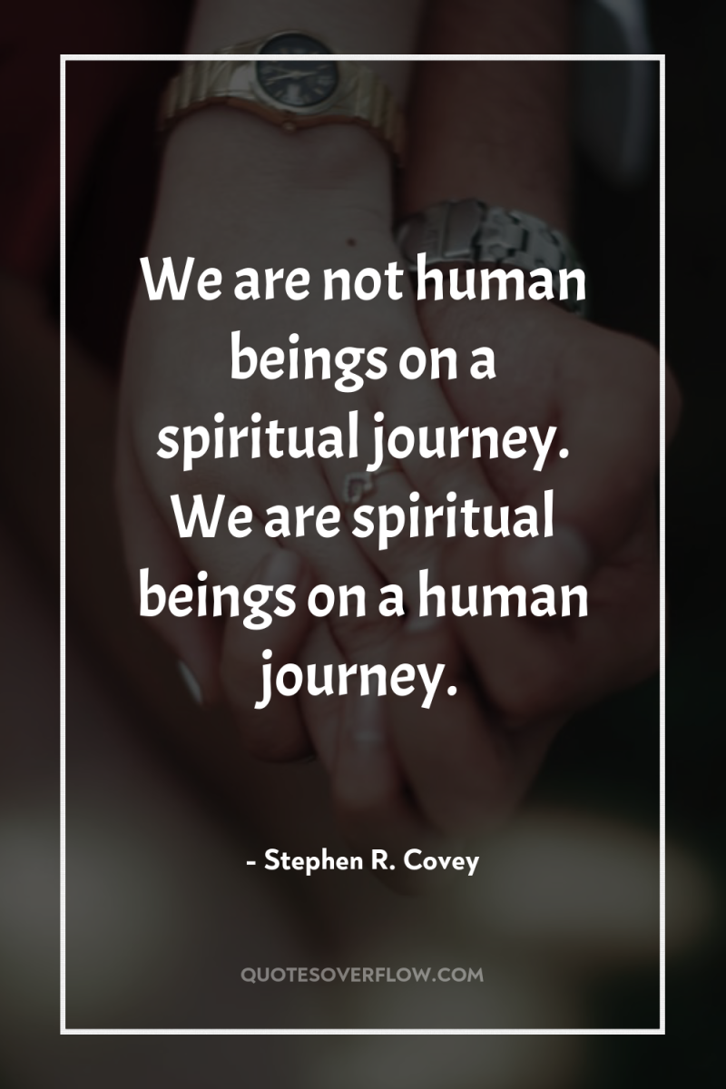 We are not human beings on a spiritual journey. We...