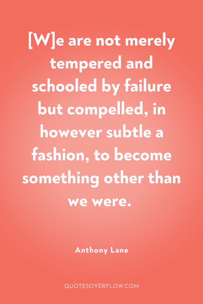 [W]e are not merely tempered and schooled by failure but...