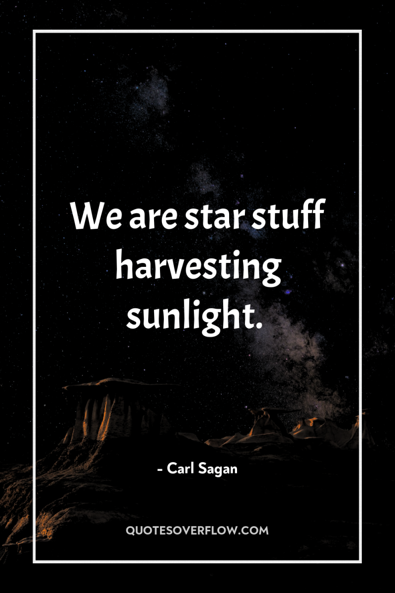 We are star stuff harvesting sunlight. 