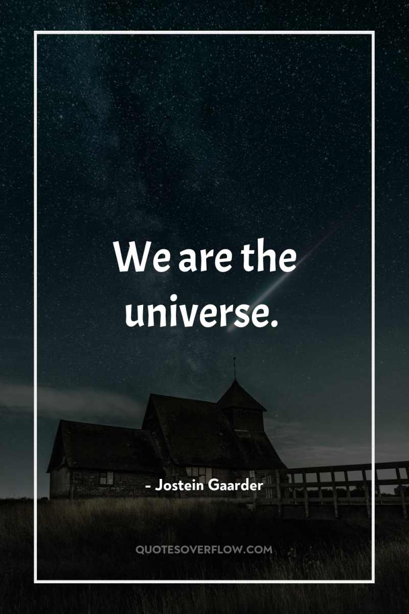 We are the universe. 