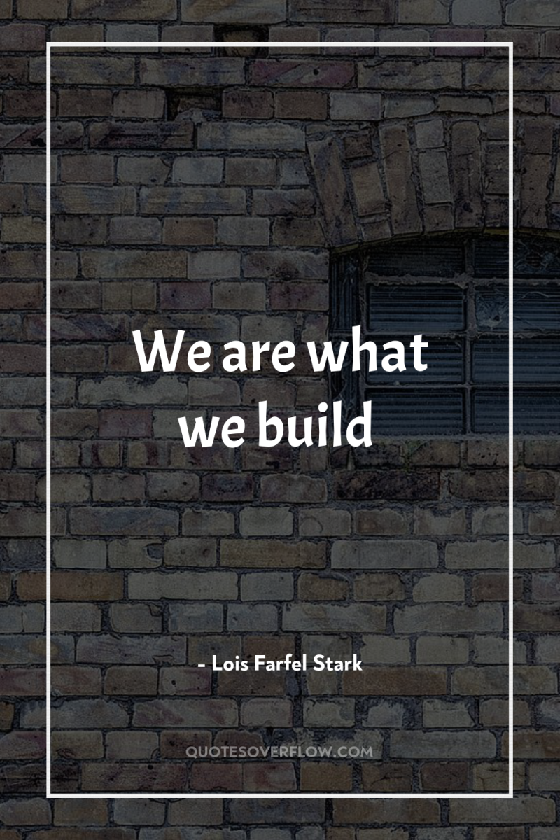 We are what we build 