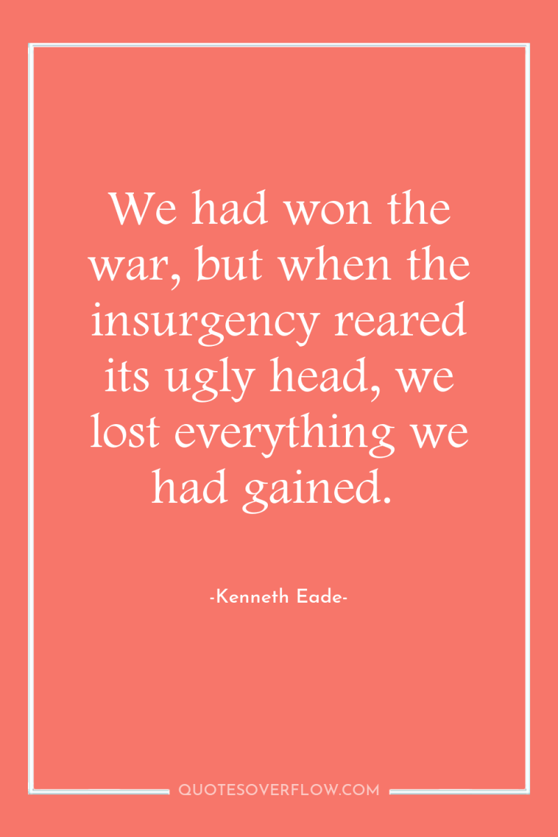 We had won the war, but when the insurgency reared...