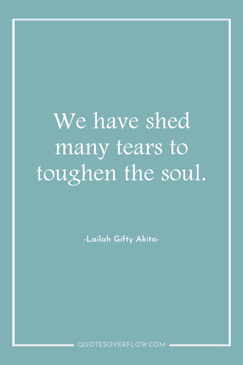We have shed many tears to toughen the soul. 