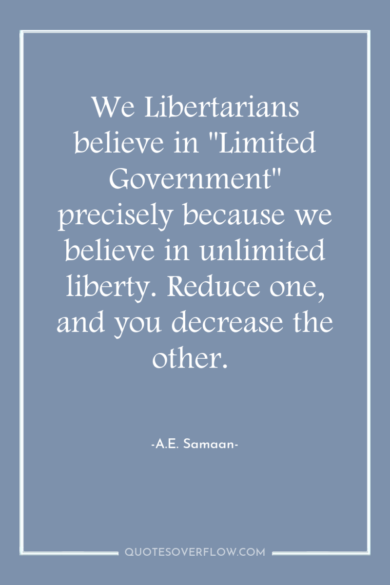 We Libertarians believe in 