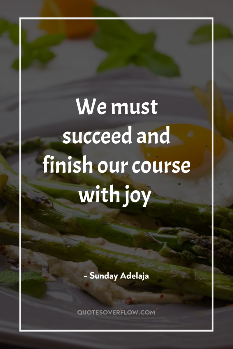 We must succeed and finish our course with joy 