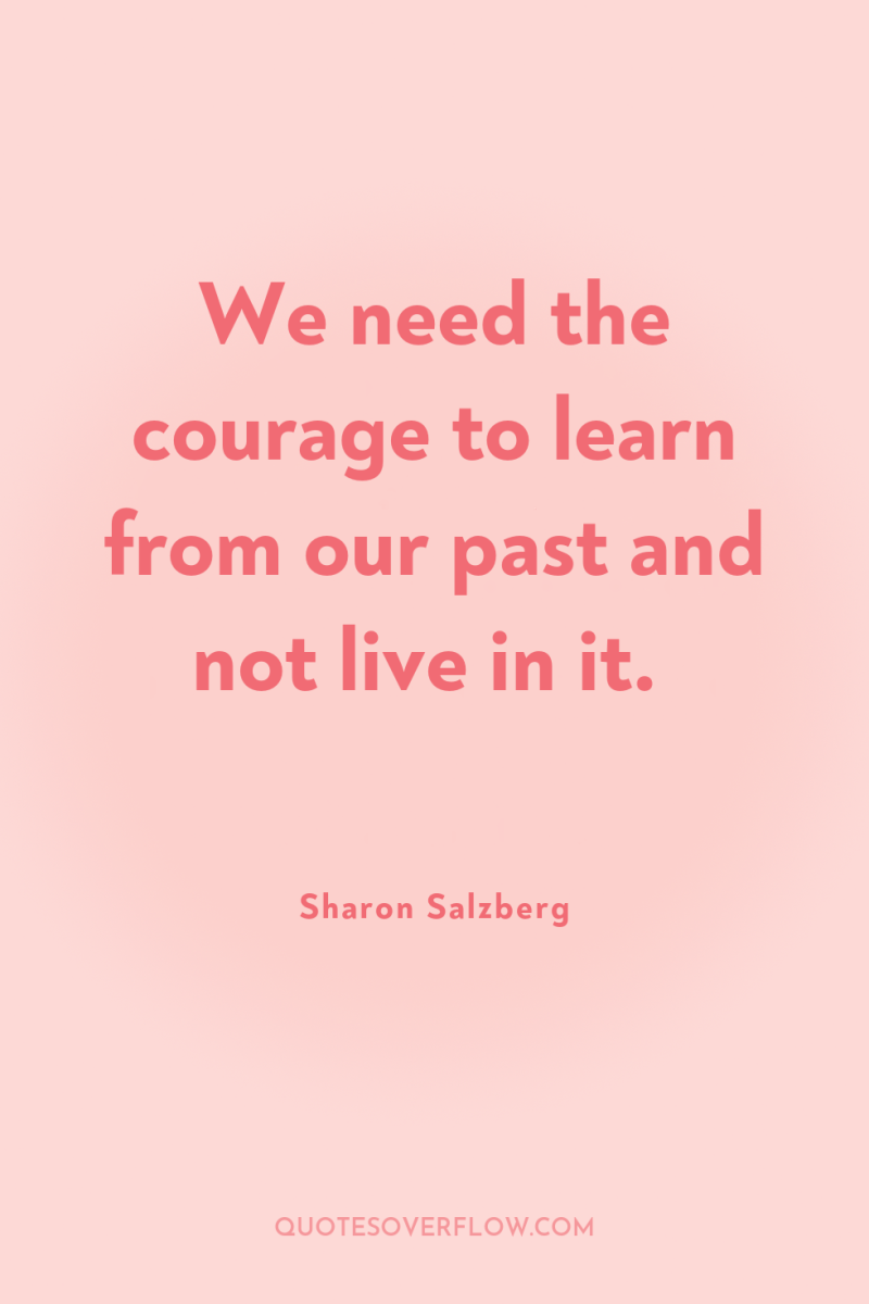 We need the courage to learn from our past and...