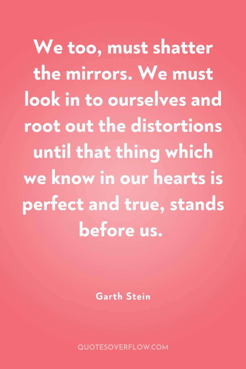 We too, must shatter the mirrors. We must look in...