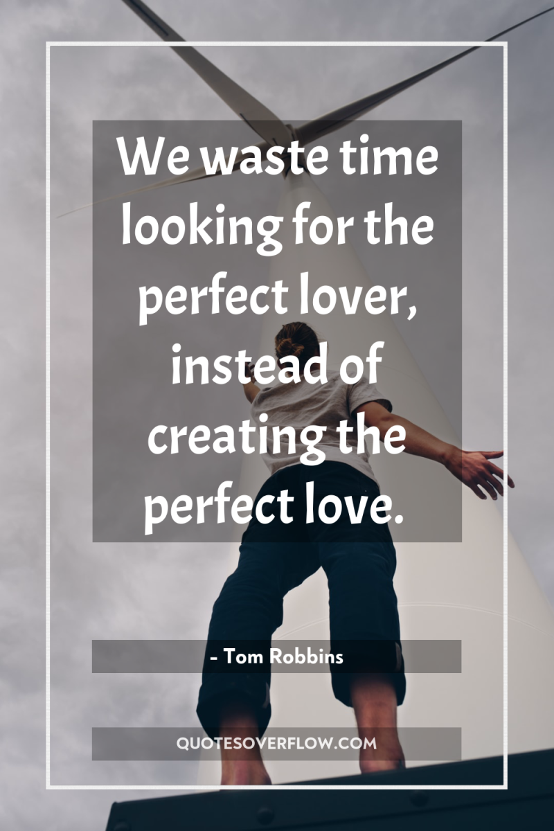 We waste time looking for the perfect lover, instead of...
