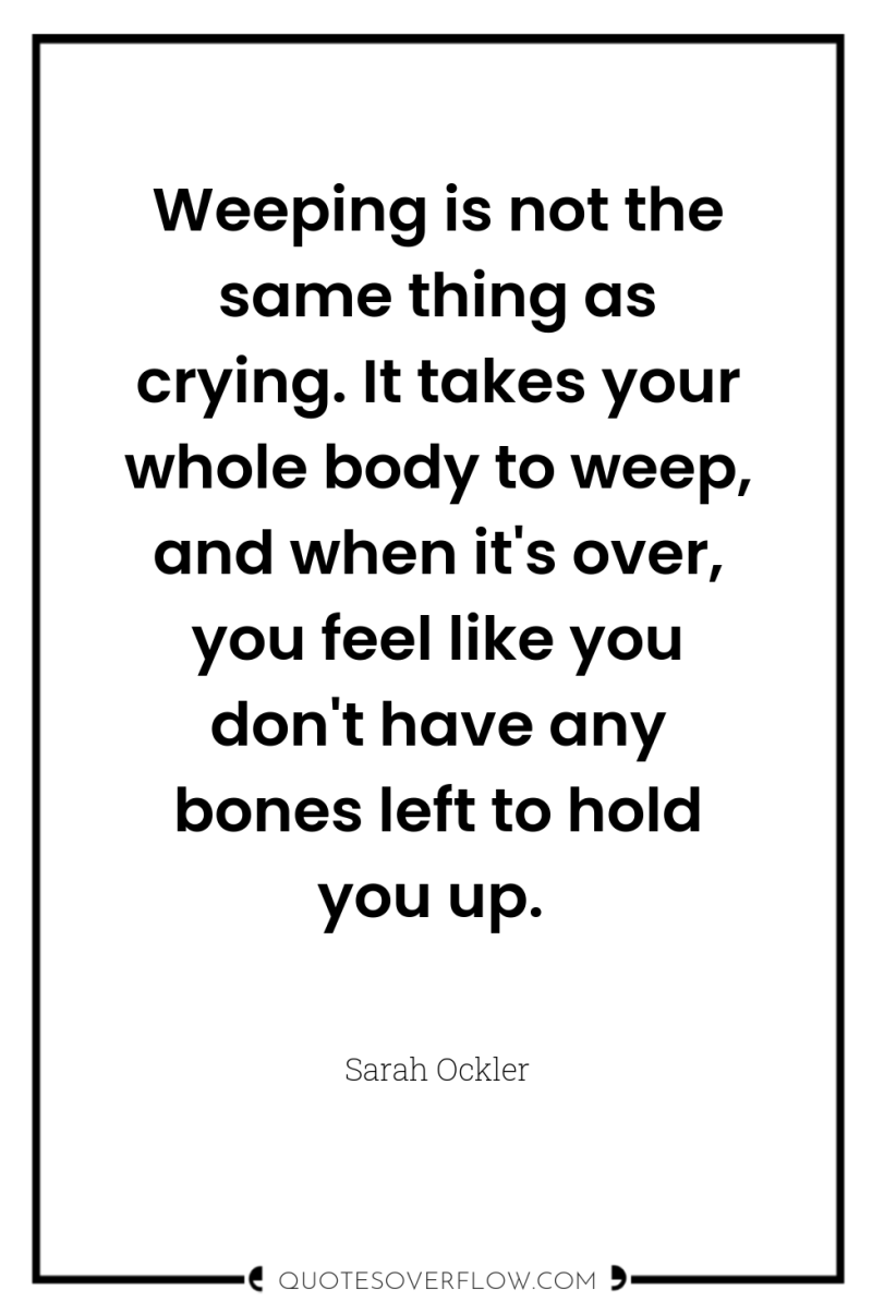 Weeping is not the same thing as crying. It takes...