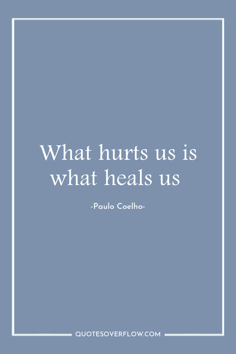 What hurts us is what heals us 