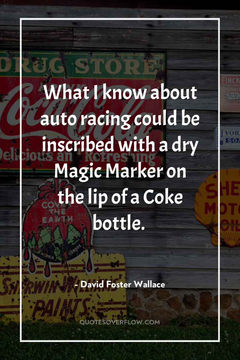 What I know about auto racing could be inscribed with...