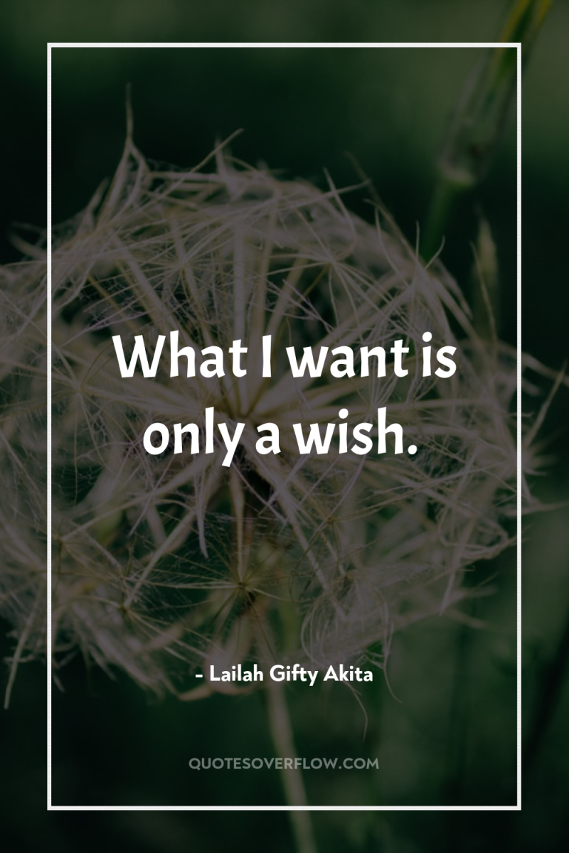 What I want is only a wish. 