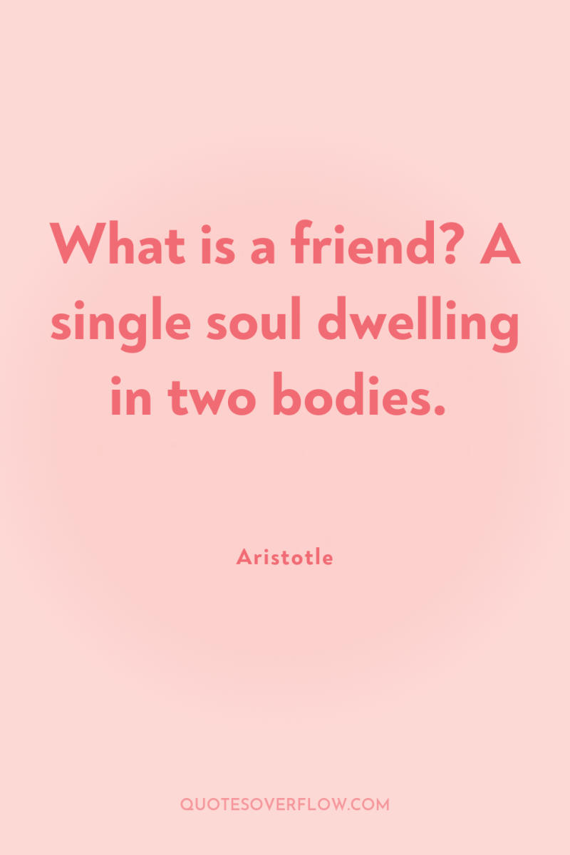 What is a friend? A single soul dwelling in two...