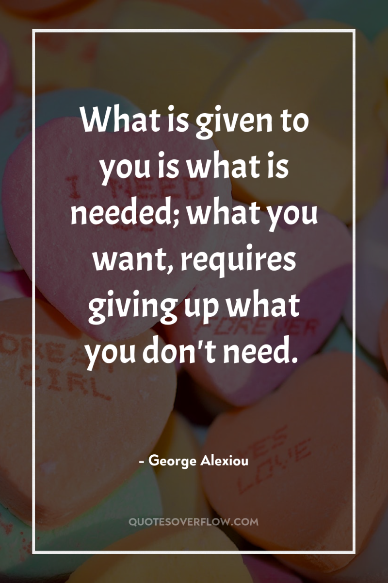 What is given to you is what is needed; what...