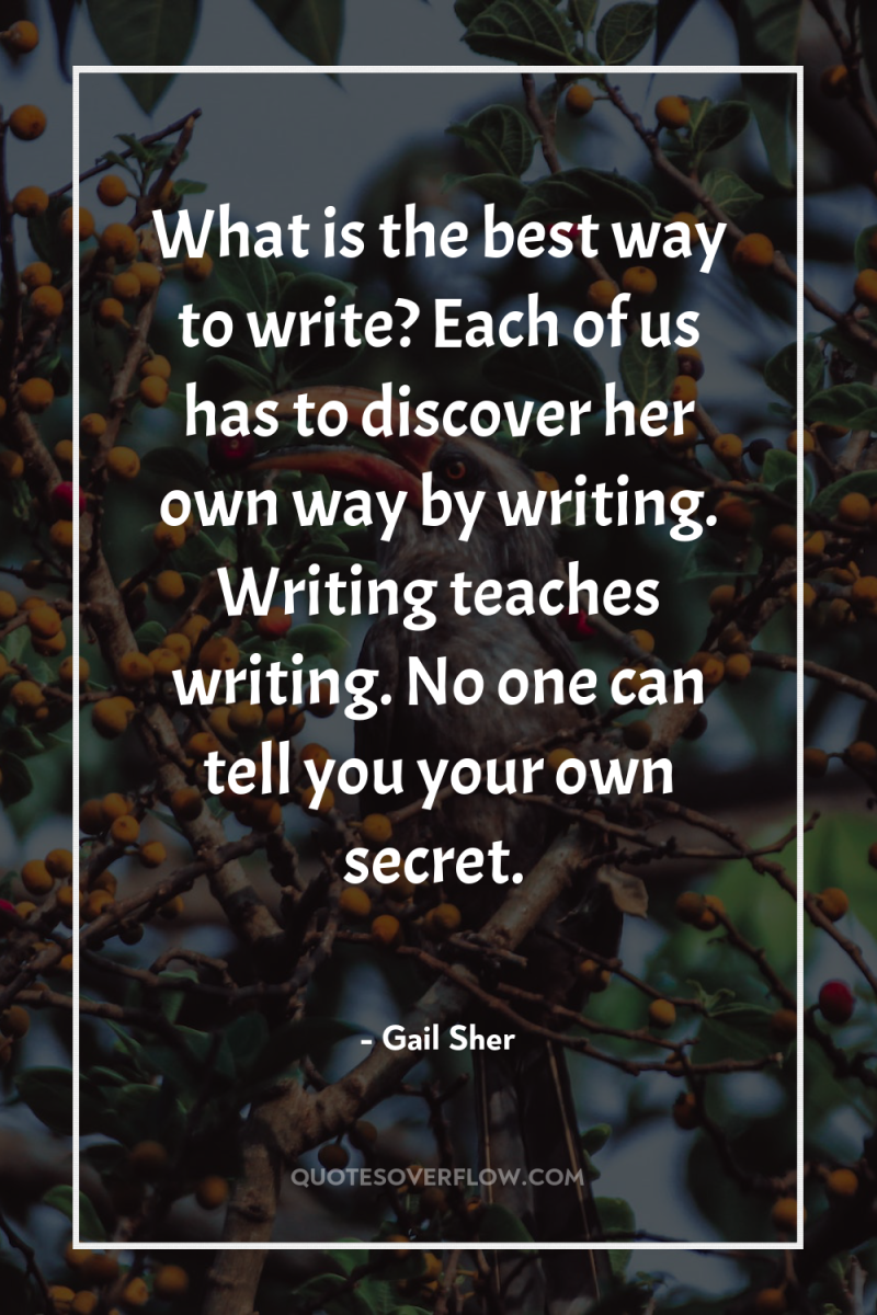 What is the best way to write? Each of us...