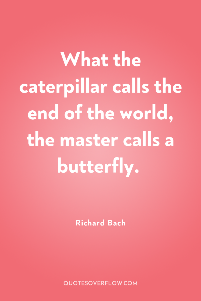 What the caterpillar calls the end of the world, the...