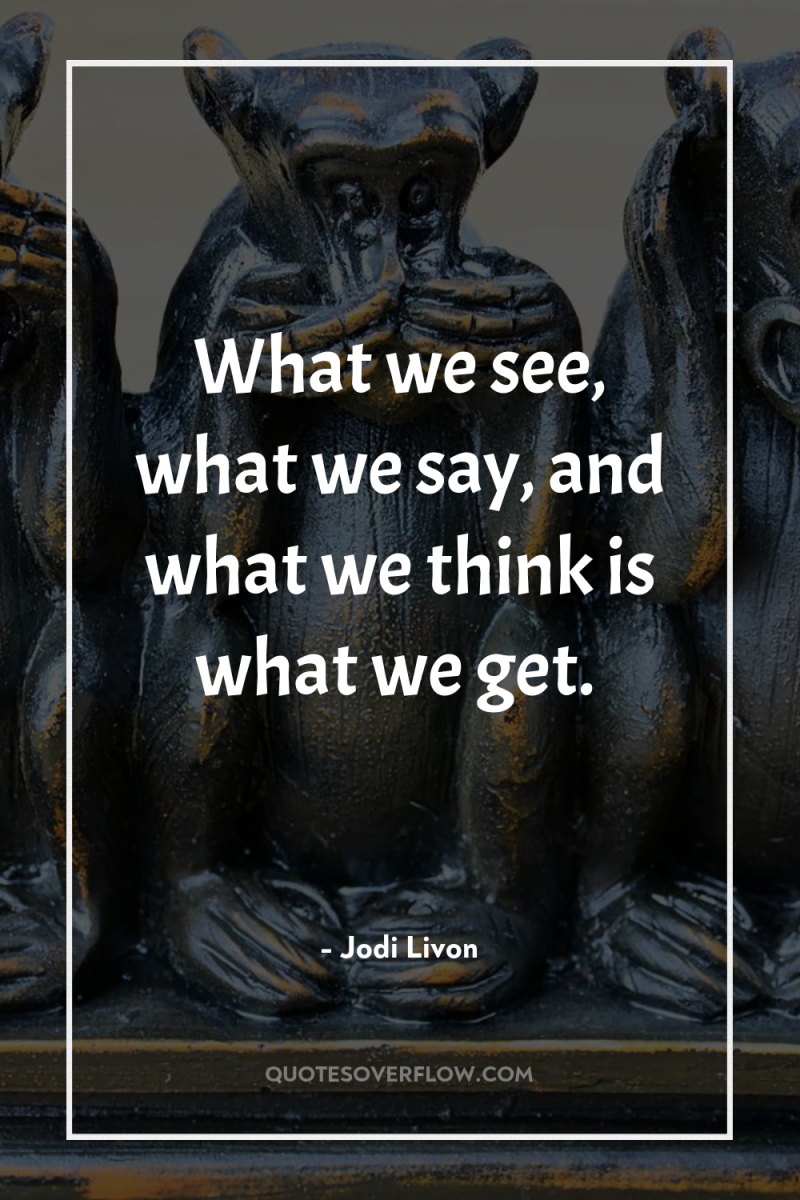 What we see, what we say, and what we think...