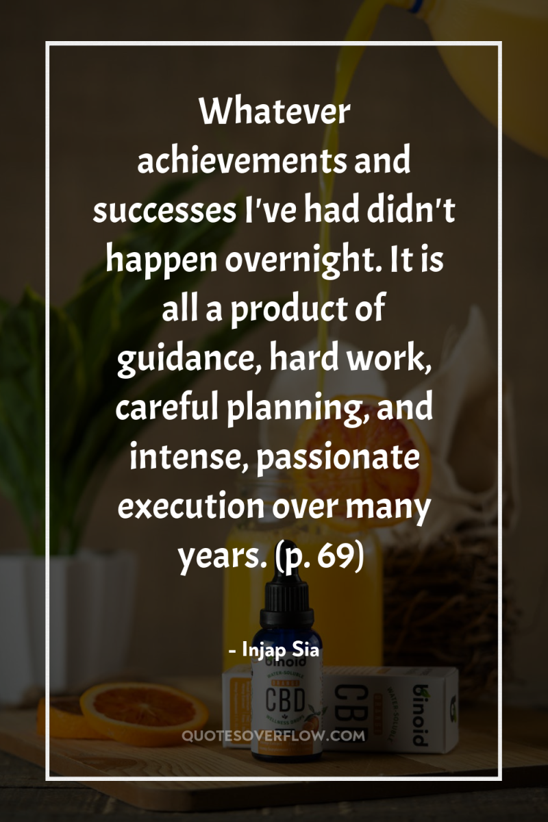 Whatever achievements and successes I've had didn't happen overnight. It...