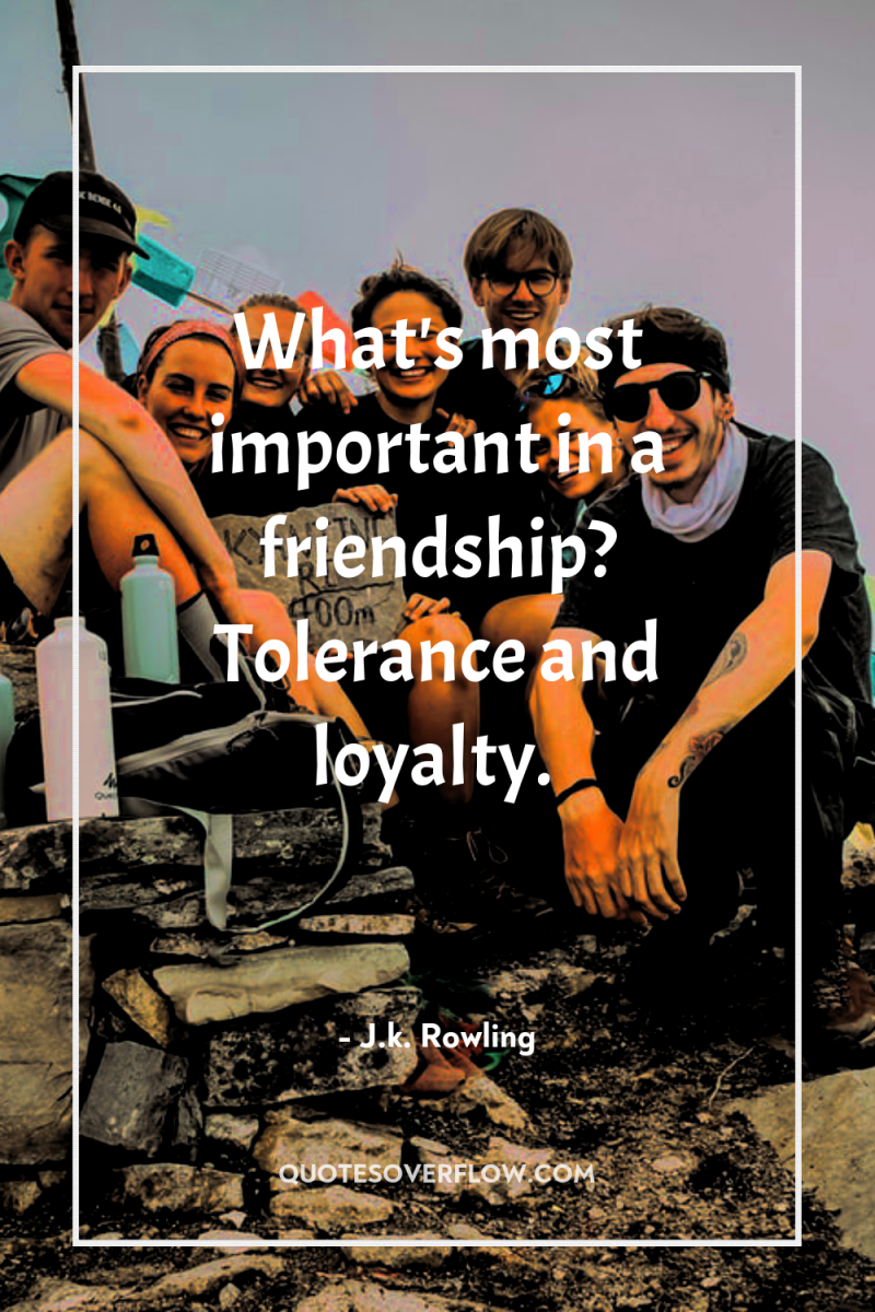 What's most important in a friendship? Tolerance and loyalty. 