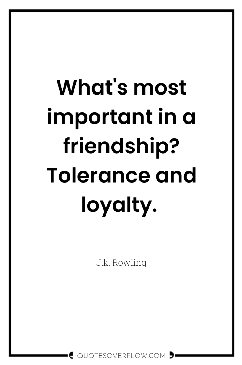 What's most important in a friendship? Tolerance and loyalty. 
