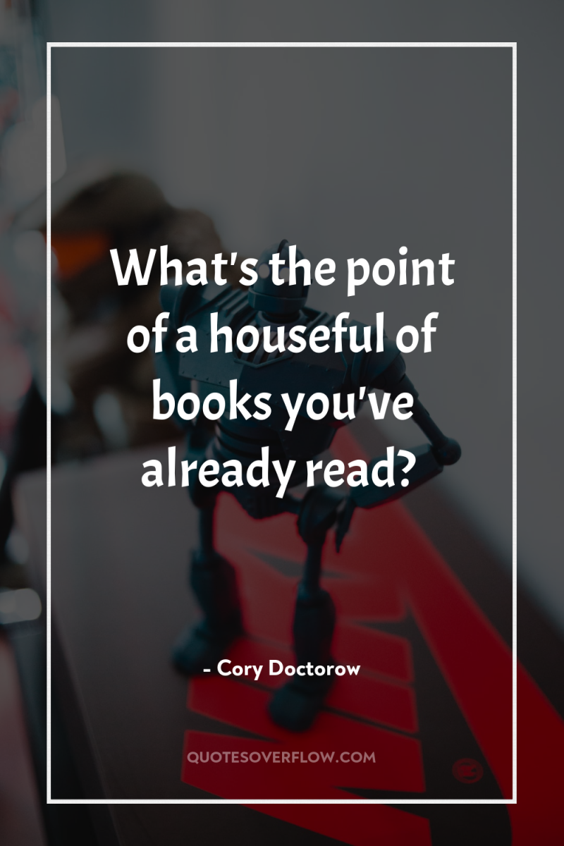 What's the point of a houseful of books you've already...