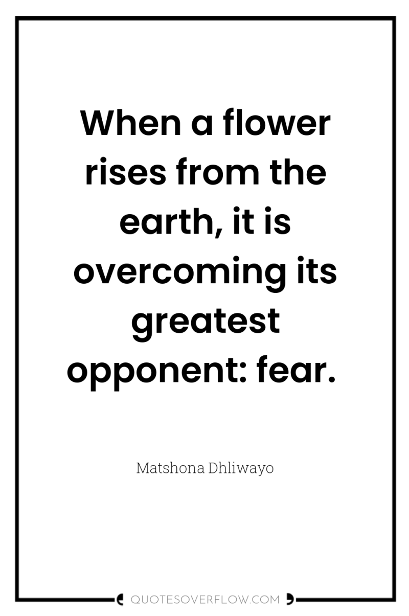 When a flower rises from the earth, it is overcoming...