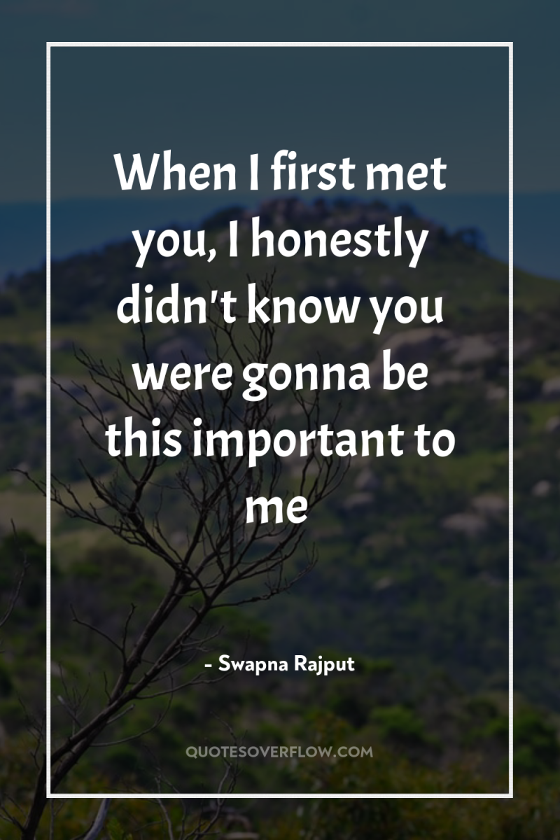 When I first met you, I honestly didn't know you...
