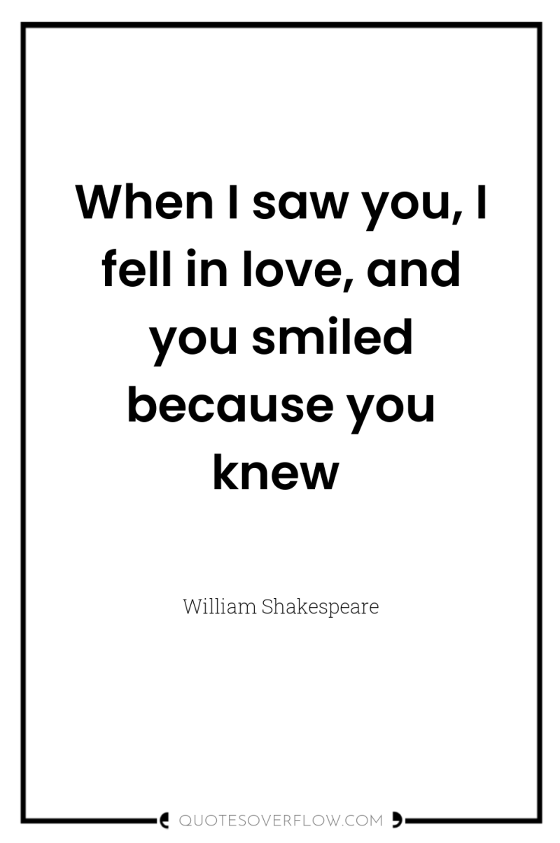 When I saw you, I fell in love, and you...