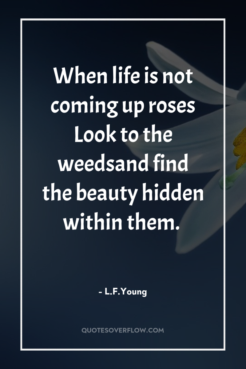 When life is not coming up roses Look to the...