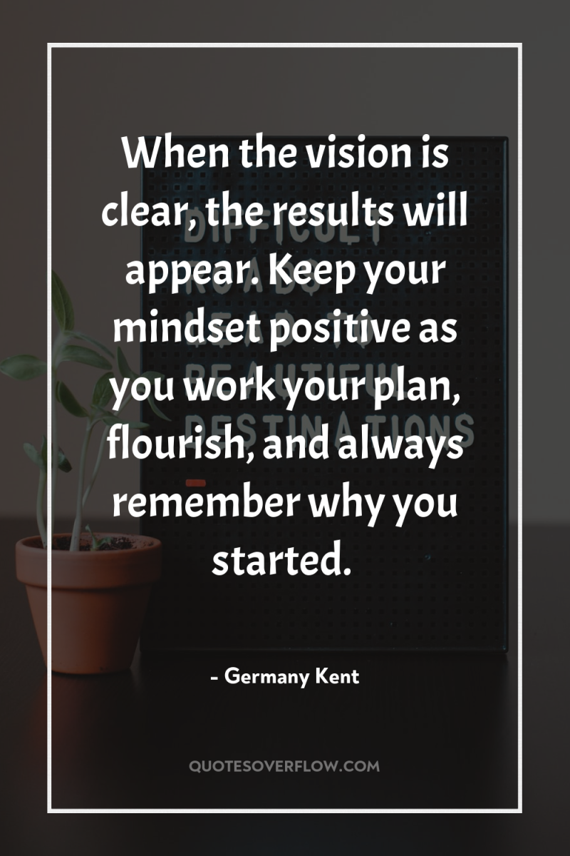 When the vision is clear, the results will appear. Keep...