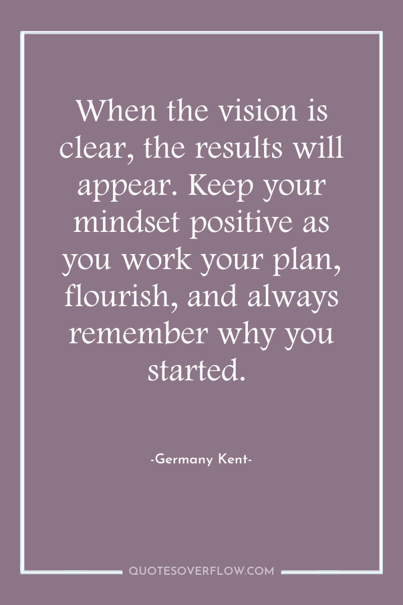 When the vision is clear, the results will appear. Keep...